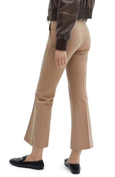 Shop Mango Flare Leg Ankle Pants In Medium Brown