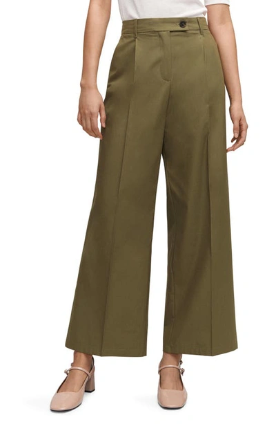 Shop Mango Pleated Wide Leg Pants In Green