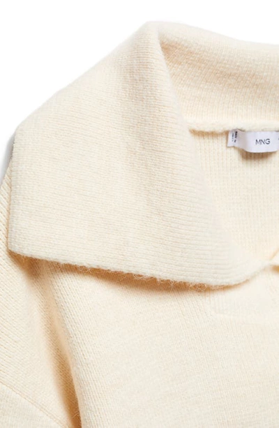 Shop Mango Oversize Collar Sweater In Ecru