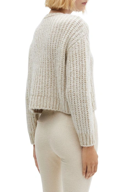Mango Metallic Rib Sweater In Ecru