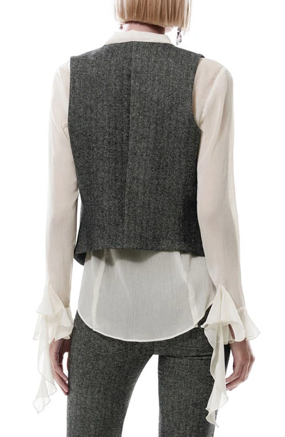 Mango Herringbone Tweed Suit Vest In Grey