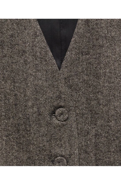 Mango Herringbone Tweed Suit Vest In Grey