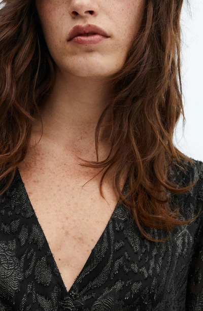 Mango Robe Jacquard Lurex In Black