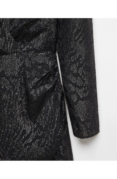 Mango Robe Jacquard Lurex In Black