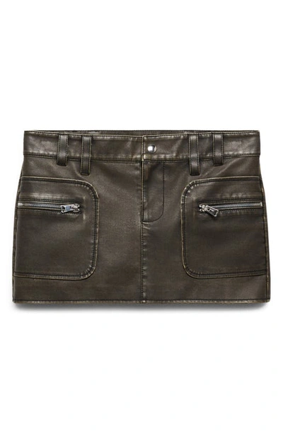 Shop Mango Zip Pocket Faux Leather Miniskirt In Black