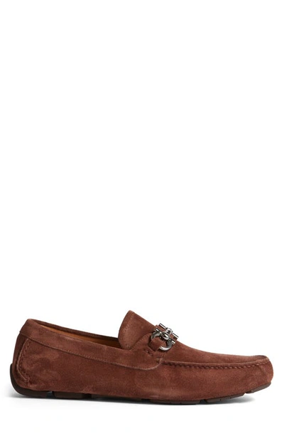 Ferragamo Parigi Suede Loafers In Cocoa Brown New Biscotto