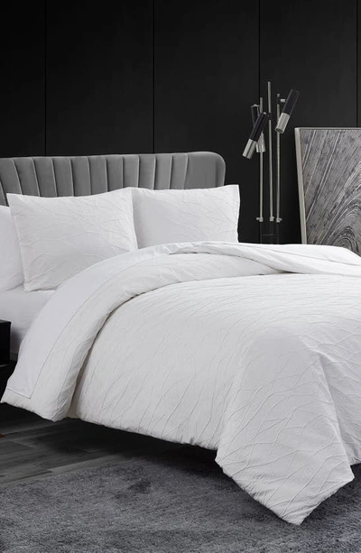 Shop Vera Wang Abstract Crinkle Comforter & Shams Set In Off White