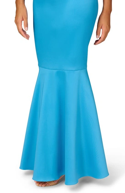 Aidan Mattox Ruffle Strapless Mikado Mermaid Gown In Ocean Blue