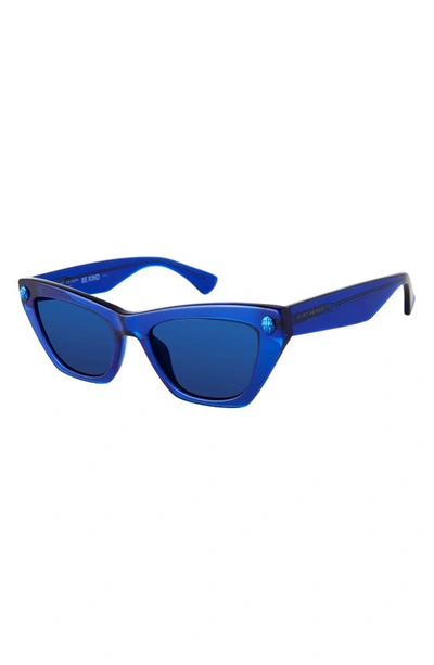 Shop Kurt Geiger 51mm Cat Eye Sunglasses In Blue Glitter/ Blue Flash Sppz