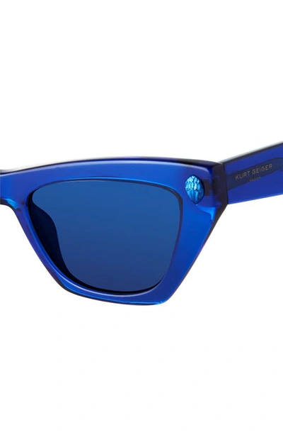 Shop Kurt Geiger 51mm Cat Eye Sunglasses In Blue Glitter/ Blue Flash Sppz