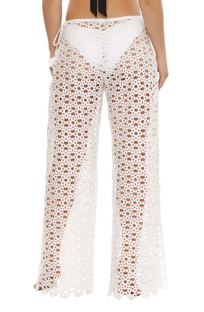 Shop Trina Turk Chateau Floral Mesh Cover-up Pants In Vanilla