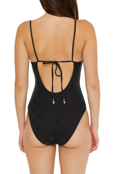 Shop Trina Turk Joplin Textured One-piece Swimsuit In Black