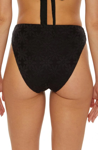 Shop Trina Turk Jolin Textured High Waist Bikini Bottoms In Black