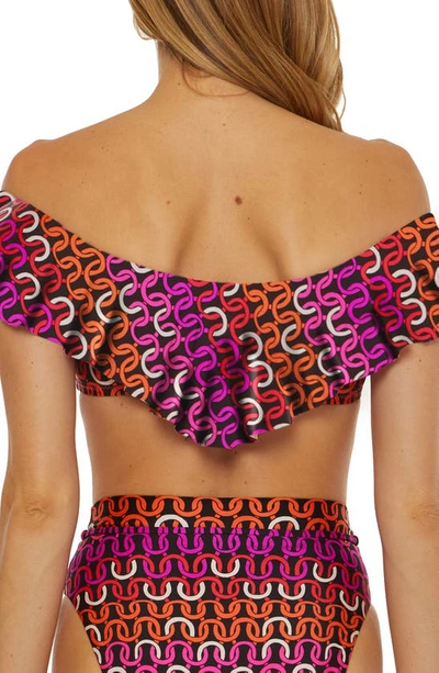 Trina Turk Echo Ruffle Off The Shoulder Bandeau Bikini Top In Pink