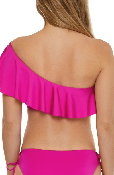 Shop Trina Turk Monaco Ruffle One-shoulder Bikini Top In Stargazer