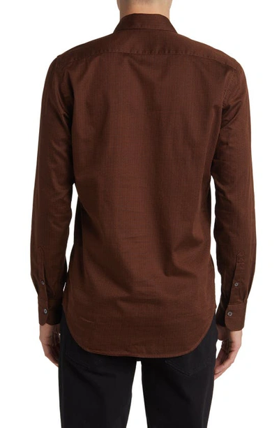 Shop Canali Long Sleeve Button-up Shirt In Brown