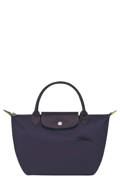 Shop Longchamp Le Pliage Green Recycled Canvas Top Handle Bag In Bilberry