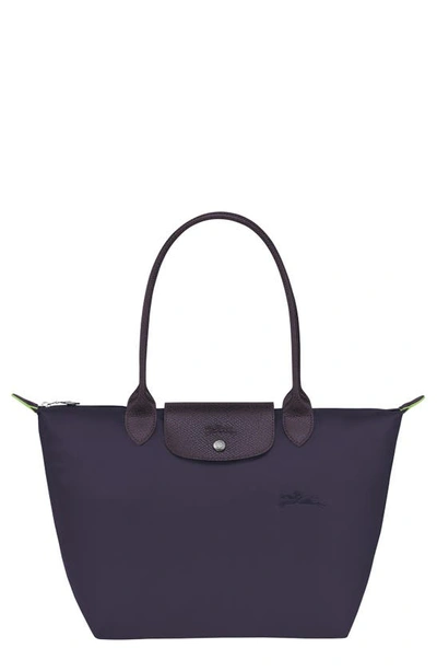 Shop Longchamp Medium Le Pliage Green Recycled Canvas Shoulder Tote Bag In Bilberry