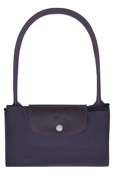 Shop Longchamp Medium Le Pliage Green Recycled Canvas Shoulder Tote Bag In Bilberry