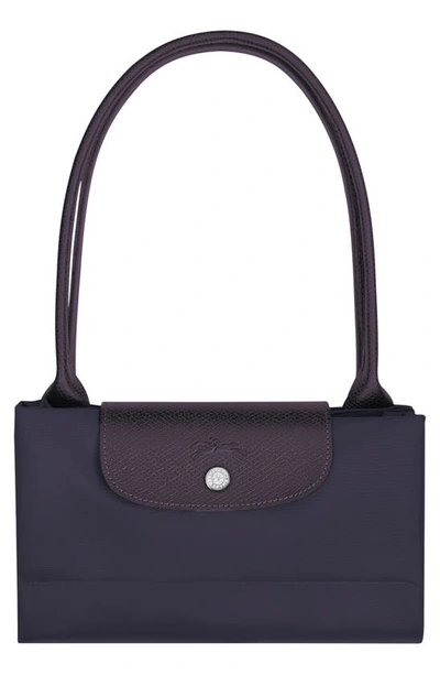 Shop Longchamp Le Pliage Green Recycled Canvas Large Shoulder Tote In Bilberry