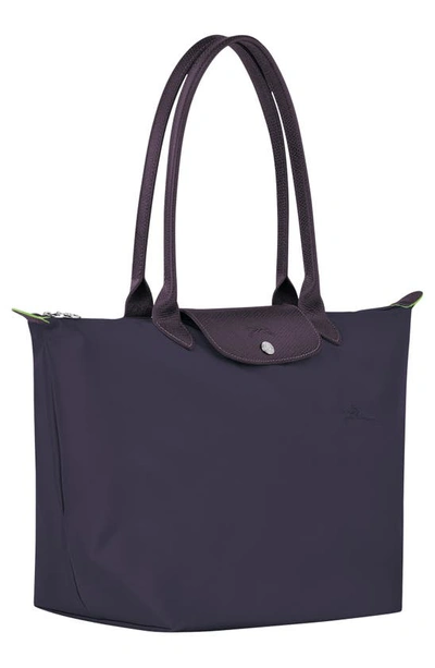 Shop Longchamp Le Pliage Green Recycled Canvas Large Shoulder Tote In Bilberry