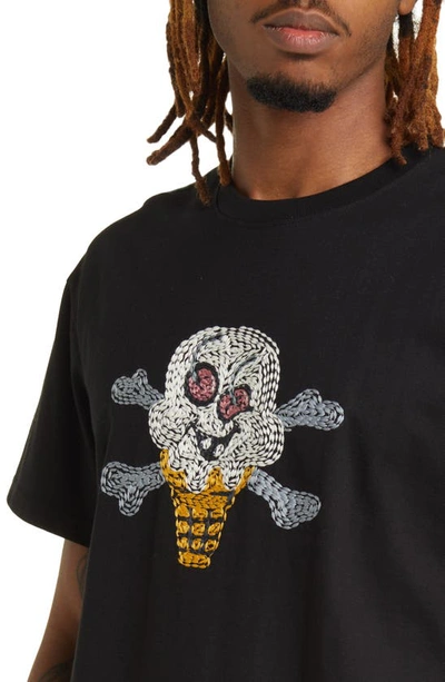 Shop Icecream Cherry Face Embroidered T-shirt In Black