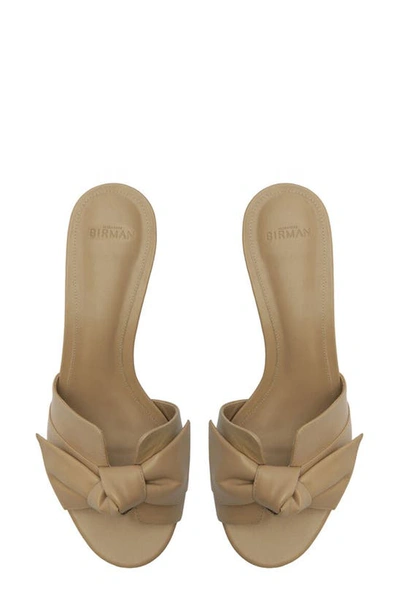 Shop Alexandre Birman Maxi Clarita Bow Strap Block Heel Slide Sandal In Semolina