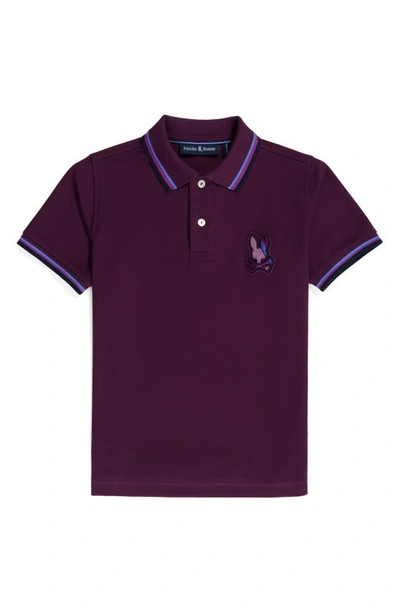 Shop Psycho Bunny Kids' Apple Valley Tipped Piqué Polo In Potent Purple