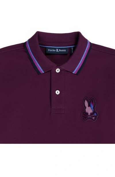 Shop Psycho Bunny Kids' Apple Valley Tipped Piqué Polo In Potent Purple