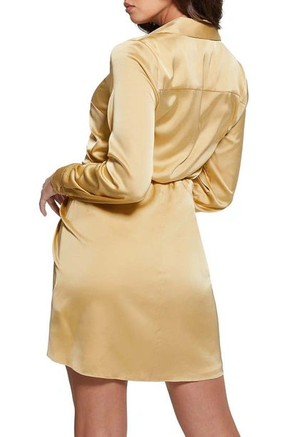 Guess Alya Long Sleeve Mini Shirtdress In Yellow