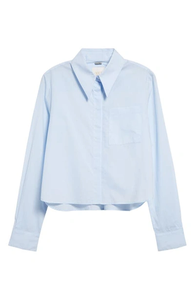 Shop Twp Boy Cotton Button-up Crop Shirt In Baby Blue