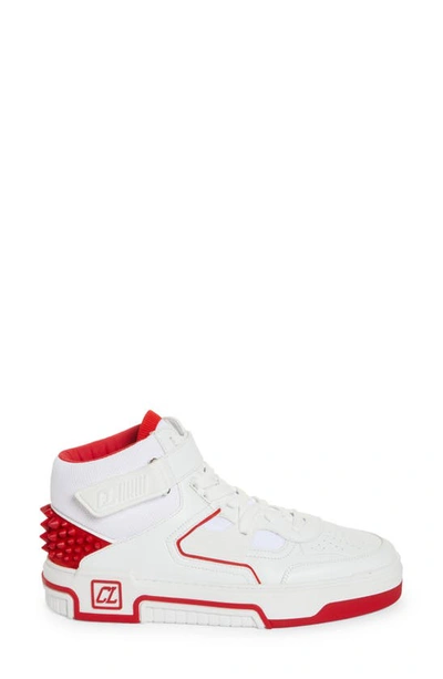 Shop Christian Louboutin Astroloubi Mixed Media High Top Sneaker In J679 White/ Loubi