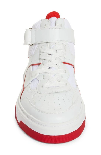 Shop Christian Louboutin Astroloubi Mixed Media High Top Sneaker In J679 White/ Loubi