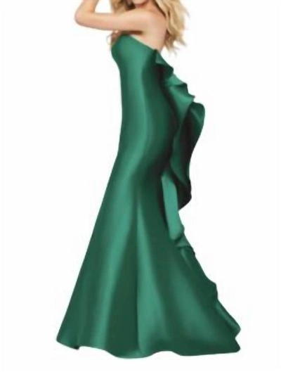 Shop Jovani Ruffle Back Dress In Green
