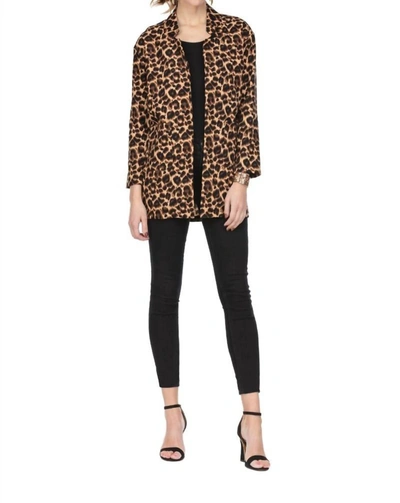 Shop Jade Leopard Open Coat In Brown