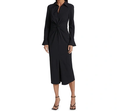 Shop Cinq À Sept Mckenna Long Sleeves Collared Midi Dress In Black