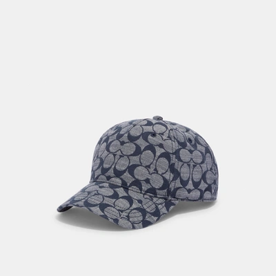 Shop Coach Outlet Signature Chambray Baseball Hat In Blue