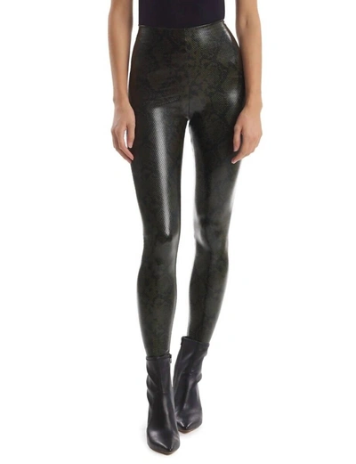 Commando Faux Leather Animal Print Legging In Moss Snake In Multi