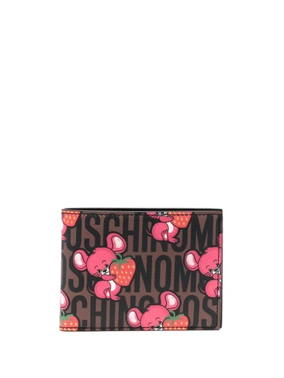 Shop Moschino Strawberry Mouse Wallet In Brown