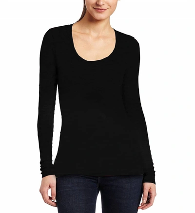Shop Three Dots Jessica U-neck Long Sleeve Shirt In Black