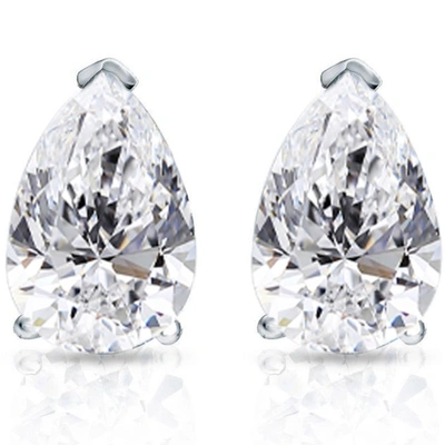 Shop Pompeii3 2 Ct Lab Grown Pear Shape Diamond Studs 14k White Gold Earrings In Silver