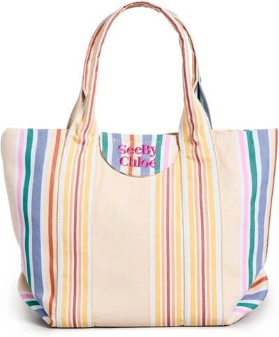 Shop See By Chloé Laetizia Jacquard Tote Bag In Smooth Tan In Multi