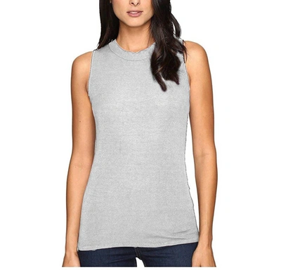 Three Dots Krystine-sleeveless Rib Tank Top In Granite Grey In Multi