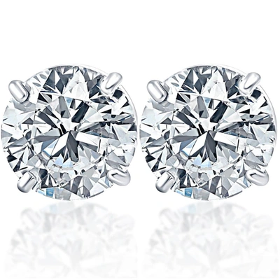 Pompeii3 4.25ct T. W. Round Cut 14k White Diamond Studs Lab Grown Women's Earrings In Multi