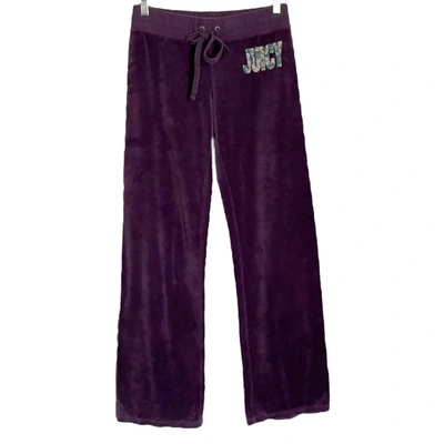 Shop Juicy Couture Aubergine Logo Starlight Del Rey Pants In Purple
