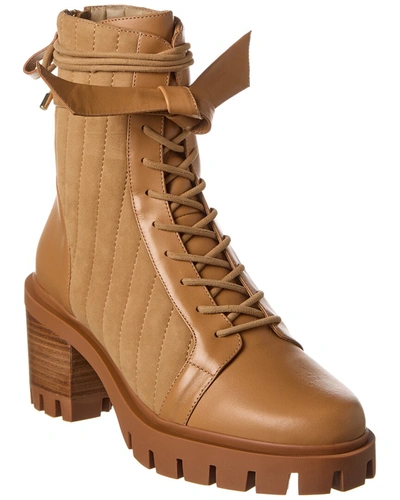 Shop Alexandre Birman Quilted Clarita Suede & Leather Combat Boot In Brown