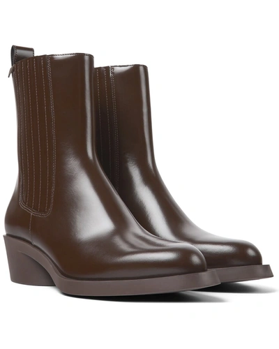 Shop Camper Bonnie Leather Chelsea Bootie In Brown