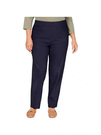 Shop Alfred Dunner Plus Womens Knit Tummy Control Straight Leg Pants In Blue