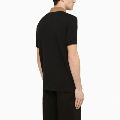 Shop Fred Perry Raf Simons Bi Colour Short Sleeves Polo Shirt With Embroideries In Black