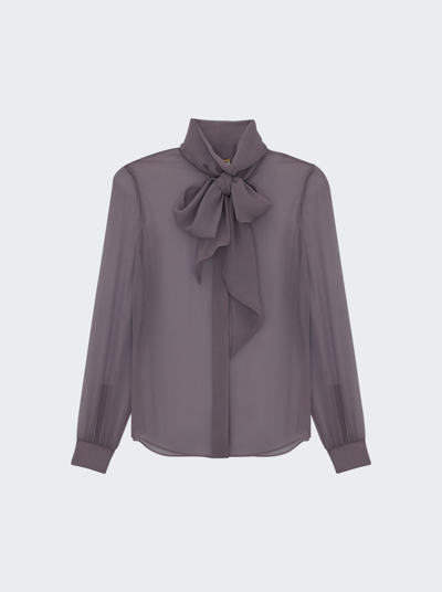 Shop Saint Laurent Silk Muslin Crepe Blouse In Amethyst Flume